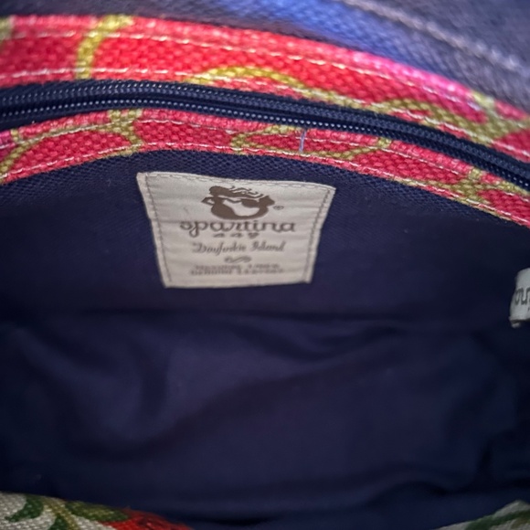 Spartina 449 Bright Floral Print Linen Body Leather Trim Women's Purse - Picture 3 of 16